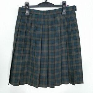 1円 スクールスカート 大きいサイズ 冬物 w72-丈56 チェック 岐阜大垣桜高校 プリーツ 学生服 制服 女子 中古 HK1661