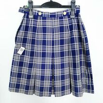 1円 スクールスカート 冬物 w66-丈53 チェック 中学 高校 コシノヒロコ プリーツ 学生服 制服 女子 中古 HK1657_画像2