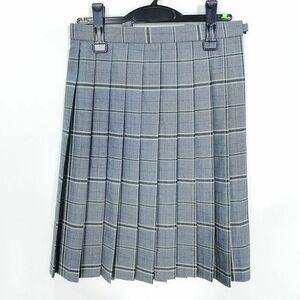 1円 スクールスカート 冬物 w66-丈57 チェック 中学 高校 プリーツ 学生服 制服 女子 中古 HK1654