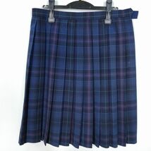 1円 スクールスカート 大きいサイズ 夏物 w80-丈61 チェック 熊本中央高校 プリーツ 学生服 制服 女子 中古 HK1448_画像1