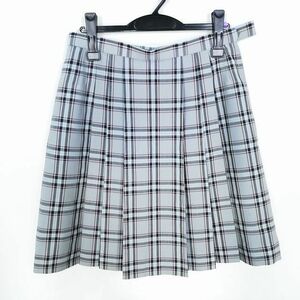 1円 スクールスカート 大きいサイズ 夏物 w75-丈53 チェック 東京八王子実践高校 プリーツ 学生服 制服 女子 中古 HK1678