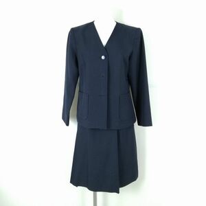 1円 イートン スカート 上下2点セット 160A 冬物 女子 学生服 中学 高校 紺 制服 中古 ランクC EY1001