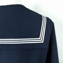 1円 セーラー服 スカート スカーフ 上下3点セット 165A ELLE 冬物 白3本線 女子 学生服 中学 高校 紺 制服 中古 ランクB EY1016_画像3