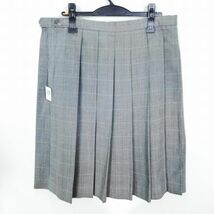 1円 スクールスカート 大きいサイズ 夏物 w80-丈63 チェック 中学 高校 プリーツ 学生服 制服 女子 中古 HK1708_画像2