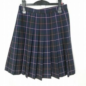 1円 スクールキュロット 夏物 w63-丈53 チェック 中学 高校 プリーツ 学生服 制服 女子 中古 HK2439