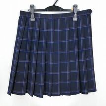 1円 スクールスカート 大きいサイズ 夏物 w80-丈56 チェック 神奈川大原高校 プリーツ 学生服 制服 女子 中古 HK1704_画像1