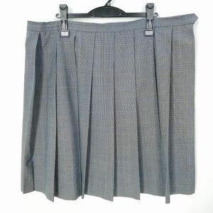 1円 スクールスカート 大きいサイズ 夏物 w96-丈59 チェック 中学 高校 プリーツ 学生服 制服 女子 中古 HK2498