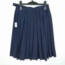 1円 スクールスカート 夏物 w69-丈60 紺 中学 高校 プリーツ 学生服 制服 女子 中古 HK2002_画像2