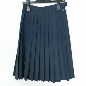 1円 スクールスカート 夏物 w63-丈62 緑 山口農業高校 プリーツ 学生服 制服 女子 中古 HK1785