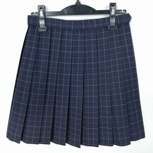 1円 スクールスカート 冬物 w66-丈45 チェック 神奈川平塚商業高校 ミニ丈 プリーツ 学生服 制服 女子 中古 IN0012