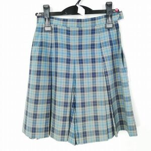 1円 スクールキュロット 夏物 w63-丈48 チェック 中学 高校 プリーツ 学生服 制服 女子 中古 HK2440