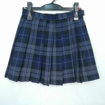 1円 スクールスカート 夏物 w63-丈38 チェック 中学 高校 マイクロミニ プリーツ 学生服 制服 女子 中古 IN0145_画像1