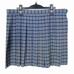 1円 スクールスカート 大きいサイズ 冬物 w92-丈49 チェック 埼玉児玉高校 プリーツ 学生服 制服 女子 中古 IN0013