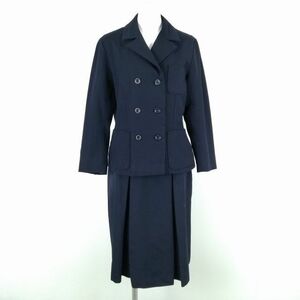 1円 ブレザー スカート 上下2点セット 冬物 女子 学生服 中学 高校 紺 制服 中古 ランクC EY1519