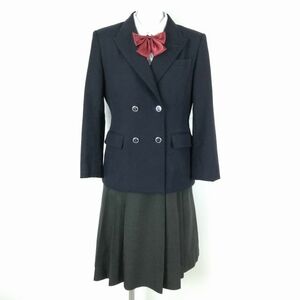 1円 ブレザー スカート リボン 上下4点セット 指定 155A 冬物 女子 学生服 大阪東海大学付属大阪仰星高校 紺 制服 中古 ランクB EY1703