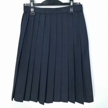 1円 スクールスカート 冬物 w62-丈56 ストライプ 神奈川桐蔭学園中学高校 プリーツ 学生服 制服 女子 中古 IN0007_画像1