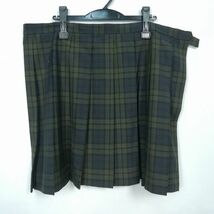 1円 スクールスカート 大きいサイズ 夏物 w100-丈51 チェック 中学 高校 プリーツ 学生服 制服 女子 中古 IN0146_画像1