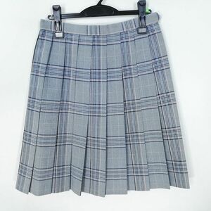 1円 スクールスカート 夏物 w66-丈56 チェック 埼玉栄高校 プリーツ 学生服 制服 女子 中古 IN0042