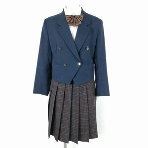 1円 ブレザー チェックスカート 上下4点セット 指定 160A カンコー 冬物 女子 学生服 大阪関西大学第一高校 紺 制服 中古 ランクC EY1908