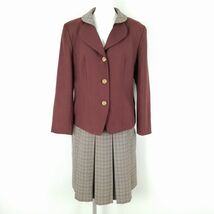 1円 ブレザー チェックスカート 上下2点セット 指定 L 大きいサイズ 冬物 女子 学生服 長崎大村城南高校 コシノヒロコ 中古 ランクC EY1845_画像1