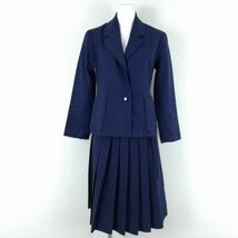 1円 ブレザー スカート 上下2点セット 冬物 女子 学生服 中学 高校 花紺 制服 中古 ランクC EY1964_画像1