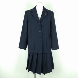 1円 ブレザー スカート 上下2点セット 170A 冬物 女子 学生服 神奈川中原中学 紺 制服 中古 ランクB EY2095