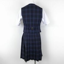 1円 ベスト チェックスカート 紐タイ 上下4点セット 指定 冬物 女子 学生服 中学 高校 制服 中古 ランクB EY2002_画像2