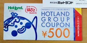 ★ネコポス無料★ ホットランド 株主優待券　8000円　500円x16枚　24/3/末まで　築地 銀だこ