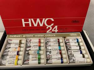 26111　画材　【HOLBEIN　ホルベイン　ウォーターカラー　HWC　 水彩絵の具　24色セット】　ユーズド品 