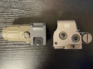 実物EO tech exps3TAN+G33+unityマウント付き（crye lbt ホロサイト aimpoint trijicon nightforce ドットサイトunity tactical ）2020年後