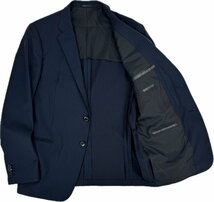 ARMANI COLLEZIONI アルマーニ ストライプ ウール シングル 2B テーラード ジャケット 通年素材 52/XL 紺/ネイビー イタリア製 国内正規品_画像4