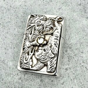 ZIPPO ジッポー タイガー&ドラゴン 虎 龍 立体メタル 水晶 石付 オイル ライター 限定生産品 シリアルナンバー入り 95年製 ヴィンテージ