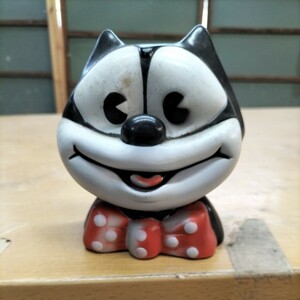 [希少品] Felix the cat フィリックス 貯金箱 昭和 レトロ ビンテージ 当時物 入手困難 激レア ソフビ 人形 フィギュア アンティーク