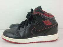 A3213 NIKE AIR JORDAN 1 MID サイズ23.5cm 554725-028 黒 靴 スニーカー 中古_画像2