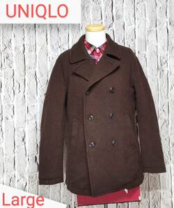 * free shipping * UNIQLO pea coat Uniqlo pea coat Brown cotton inside quilting Large