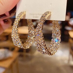 新品未使用 ピアス S925針 ゴールド 大ぶり ラインストーン レディース 韓国 エレガント キラキラ 綺麗 可愛い アレルギー 対策 #D15-2