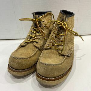 【RED WING レッドウィング 】レースアップブーツ US7.5 ベージュ スウェード 刺繍破損 2401oki