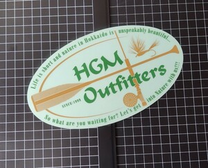  HGM Outfitters アウトフィッターズ 透明地ステッカー シール/Fly Fishing/乗馬/カヌー/北海道/Hokkaido/ニジマス/オショロコマ/トラウト