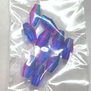 B-218-3 ビーコン型グラスビーズ☆ブルーピンク 10個セット