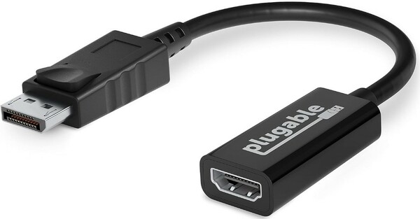 Plugable DisplayPort - HDMI 変換アダプター、アクティブ HDMI 2.0 対応 DisplayPort ポート搭載システム互換 4K@60Hz対応