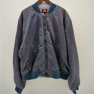 stussy Dyed Nylon Bomber 115618 ジャケット SIZE XL ネイビー 裏地ピンク ペイズリー柄 MA-1 ステューシー ◆3109/宮竹店