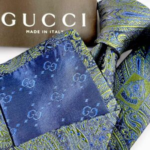 レア 新品未使用 極美品タグ付 GUCCI(グッチ) GG ペイズリー柄 総柄 メンズ ブランド ネクタイ イタリア製 ジャガード