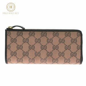 1円スタート 美品 GUCCI グッチ GGキャンバス 長財布 268917 GG柄 L字ファスナー ロングウォレット 札入れ 小銭入れ ピンク レディース