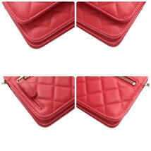 【新品同様】CHANEL シャネル マトラッセ パールチェーンウォレット ココマーク ラムスキン ショルダーバッグ 財布 ピンク ゴールド金具_画像4