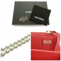 【新品同様】CHANEL シャネル マトラッセ パールチェーンウォレット ココマーク ラムスキン ショルダーバッグ 財布 ピンク ゴールド金具_画像10