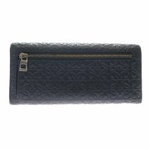 1円スタート LOEWE ロエベ アナグラム 二つ折り長財布 総柄 ブランドロゴ 札入れ レザーウォレット ネイビーメンズ レディース_画像2