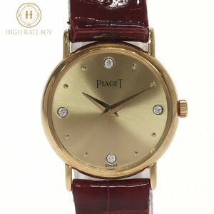 1円スタート 美品 稼動品 PIAGET ピアジェ レディース 腕時計 K18YG 750 ゴールド 4P ダイヤモンド クォーツ QZ ラウンドフェイス 革ベルト