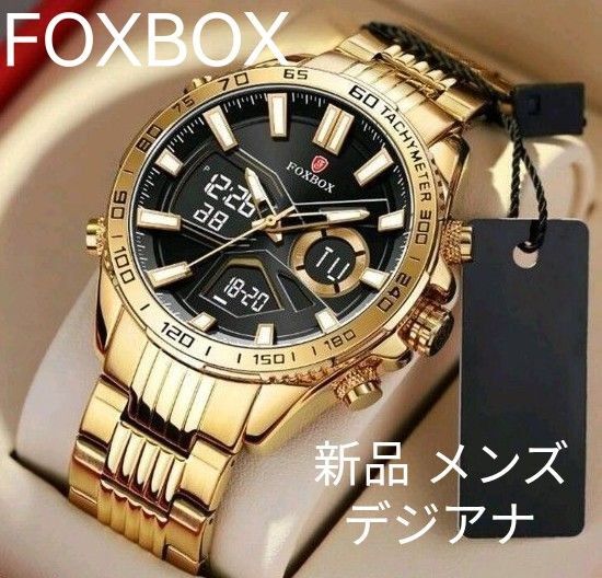 ★■ 新品 FOXBOX メンズ 腕時計 デジアナ