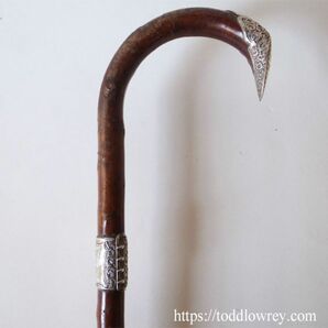 【クリッチリー氏の為の特別な1本】イギリス アンティーク ステッキ 杖 大曲 銀 シルバー◆◆Antique Walking Stick with Silver 1898◆の画像3