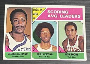 1975-76 TOPPS #221 Julius Erving Dr.J/George McGinnis/Ron Boone 